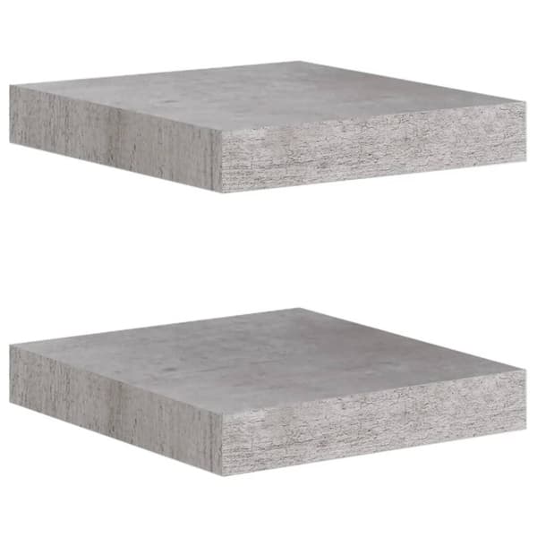 vidaXL Svävande vägghyllor 2 st betonggrå 23x23,5x3,8 cm MDF