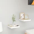 Miniatyrbilde 3 av 9: vidaXL Flytende vegghyller 2 stk eik og hvit 23x23,5x3,8 cm MDF