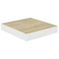 Miniatyrbilde 5 av 9: vidaXL Flytende vegghyller 2 stk eik og hvit 23x23,5x3,8 cm MDF