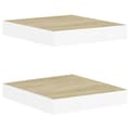 Miniatyrbilde 1 av 9: vidaXL Flytende vegghyller 2 stk eik og hvit 23x23,5x3,8 cm MDF