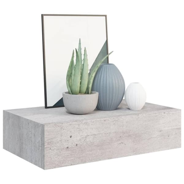 vidaXL Veggmontert skuffehylle betonggrå 40x23,5x10 cm MDF