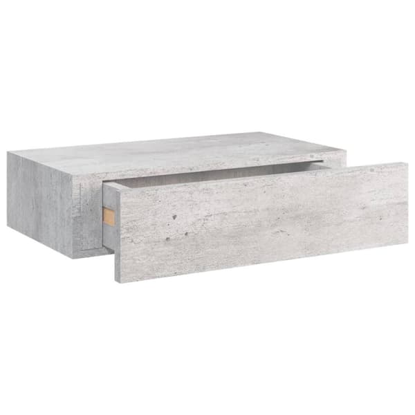 vidaXL Veggmontert skuffehylle betonggrå 40x23,5x10 cm MDF