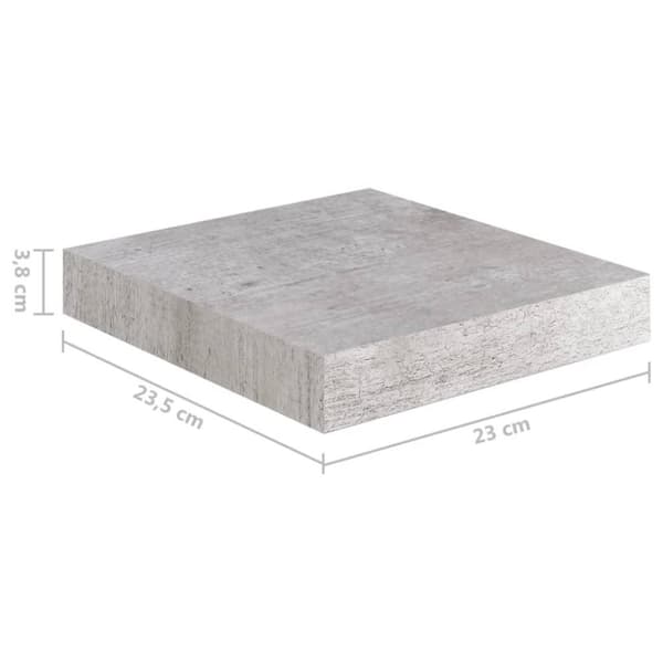 vidaXL Svävande vägghylla betonggrå 23x23,5x3,8 cm MDF