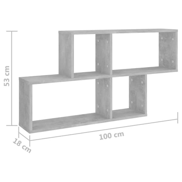 vidaXL Seinähylly betoninharmaa 100x18x53 cm lastulevy
