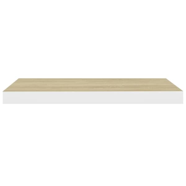 vidaXL Flytende vegghyller 2 stk eik og hvit 60x23,5x3,8 cm MDF