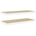 Miniatyrbilde 1 av 9: vidaXL Flytende vegghyller 2 stk eik og hvit 60x23,5x3,8 cm MDF