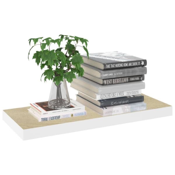 vidaXL væghylder 4 stk. 60x23,5x3,8 cm MDF egetræsfarve og hvid