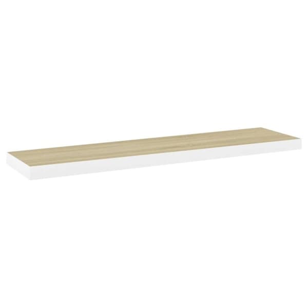 vidaXL svævehylde 90x23,5x3,8 cm MDF egetræsfarve og hvid