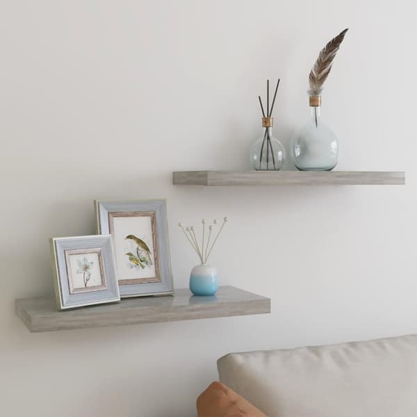 vidaXL væghylder 2 stk. 60x23,5x3,8 cm MDF betongrå