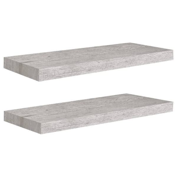vidaXL væghylder 2 stk. 60x23,5x3,8 cm MDF betongrå