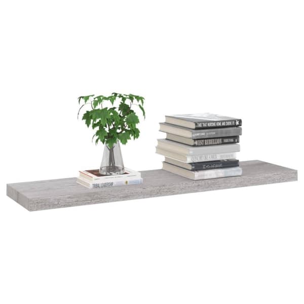 vidaXL Svävande vägghyllor 2 st betonggrå 90x23,5x3,8 cm MDF