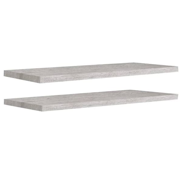 vidaXL Svävande vägghyllor 2 st betonggrå 90x23,5x3,8 cm MDF