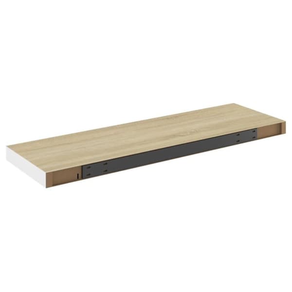 vidaXL væghylde 80x23,5x3,8 cm MDF egetræsfarve og hvid