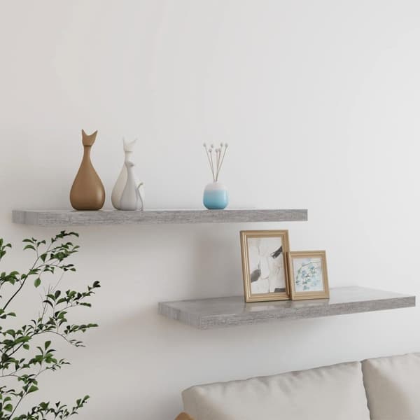 vidaXL væghylder 2 stk. 80x23,5x3,8 cm MDF betongrå