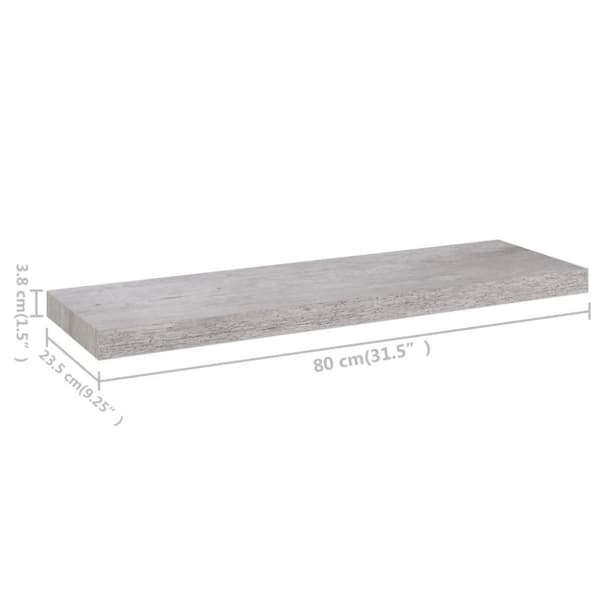 vidaXL væghylder 2 stk. 80x23,5x3,8 cm MDF betongrå