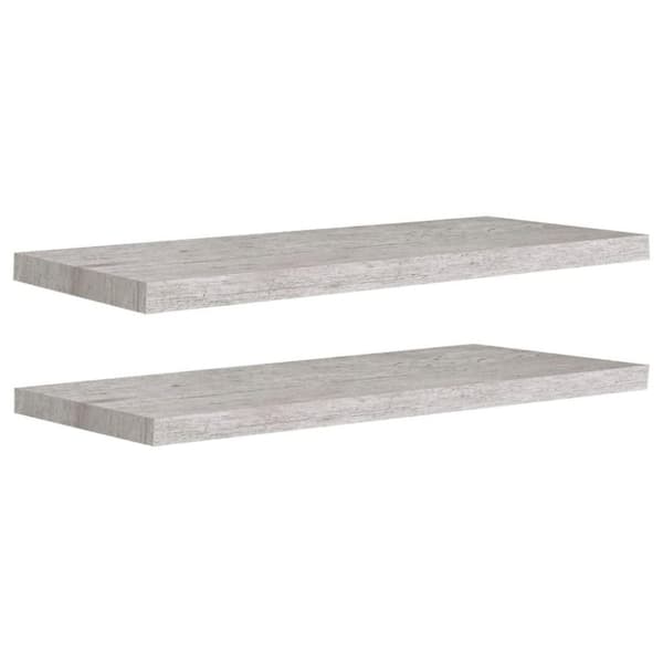 vidaXL væghylder 2 stk. 80x23,5x3,8 cm MDF betongrå