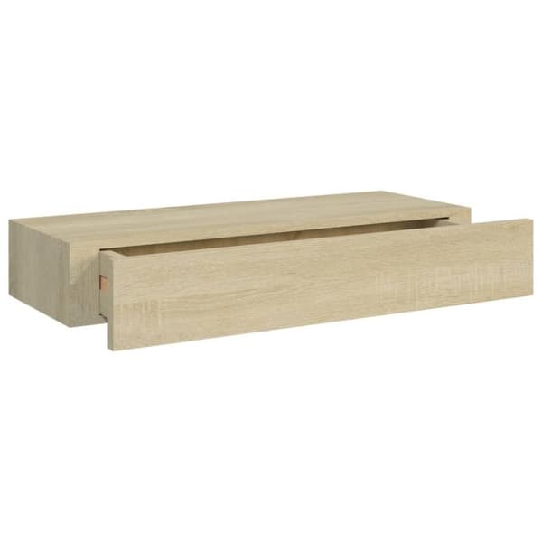 vidaXL Veggmonterte skuffehyller 2 stk eik 60x23,5x10 cm MDF