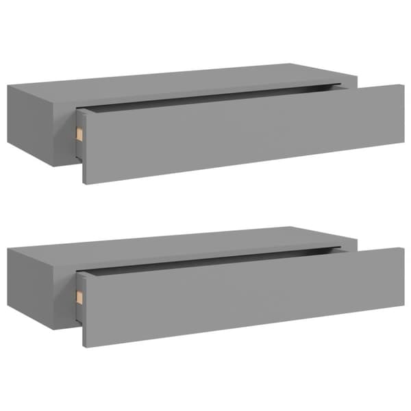 vidaXL væghylder med skuffer 2 stk. 60x23,5x10 cm MDF grå