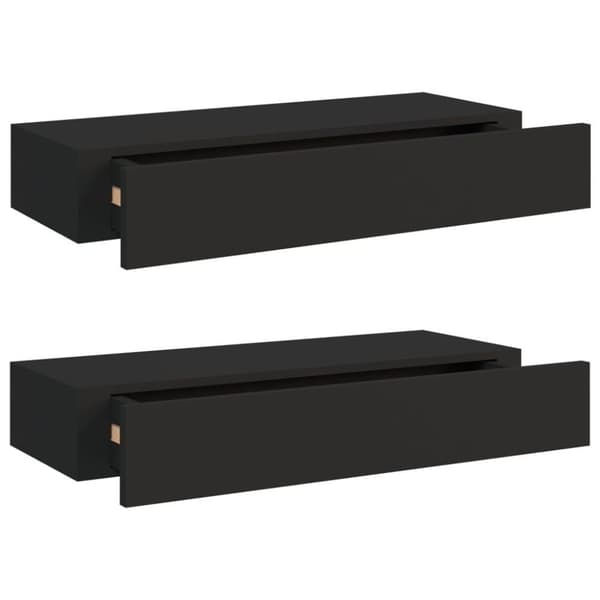 vidaXL væghylder med skuffer 2 stk. 60x23,5x10 cm MDF sort