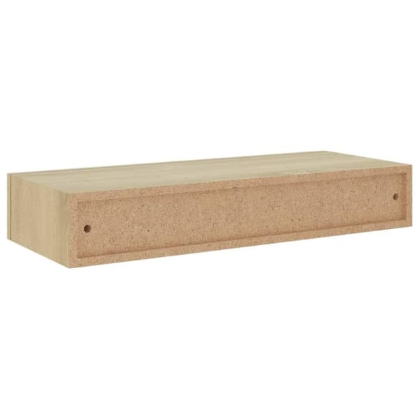 vidaXL væghylde med skuffe 60x23,5x10 cm MDF egetræsfarvet