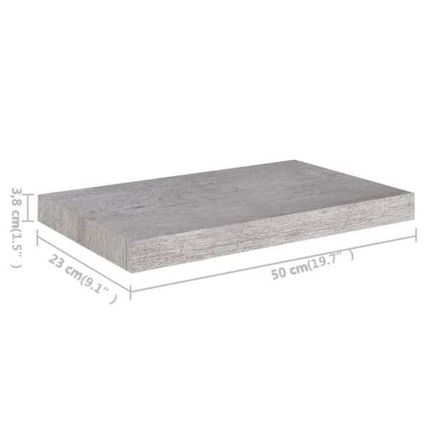 vidaXL væghylde 50x23x3,8 cm MDF betongrå