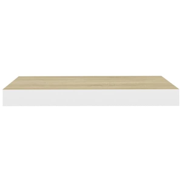 vidaXL Svävande vägghylla ek och vit 50x23x3,8 cm MDF