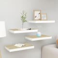 Miniatyrbillede 3 af 9: vidaXL væghylder 4 stk. 50x23x3,8 cm MDF egetræsfarve og hvid