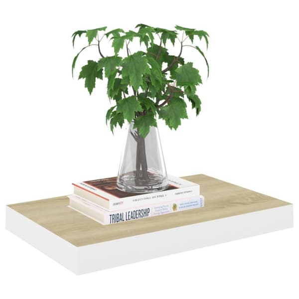 vidaXL væghylder 4 stk. 50x23x3,8 cm MDF egetræsfarve og hvid