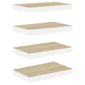Miniatyrbillede 1 af 9: vidaXL væghylder 4 stk. 50x23x3,8 cm MDF egetræsfarve og hvid