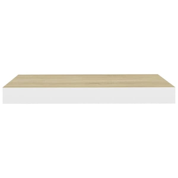 vidaXL Svävande vägghyllor 2 st ek och vit 50x23x3,8 cm MDF