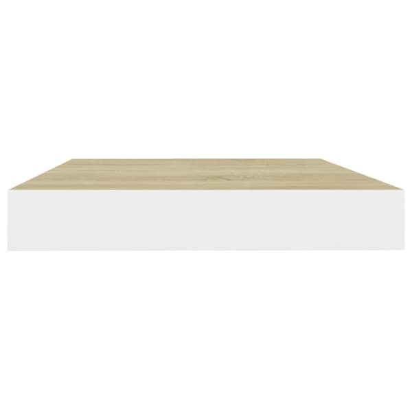 vidaXL Svävande vägghyllor 2 st ek och vit 50x23x3,8 cm MDF
