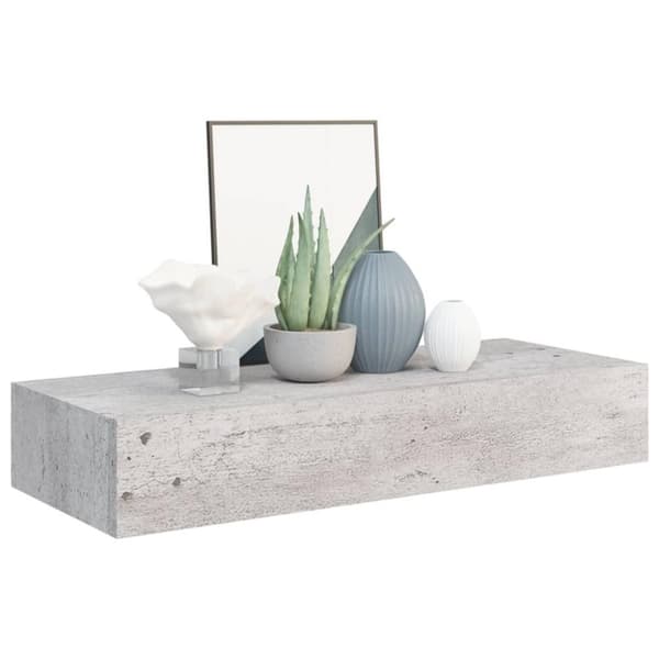 vidaXL væghylde med skuffe 60x23,5x10 cm MDF betongrå