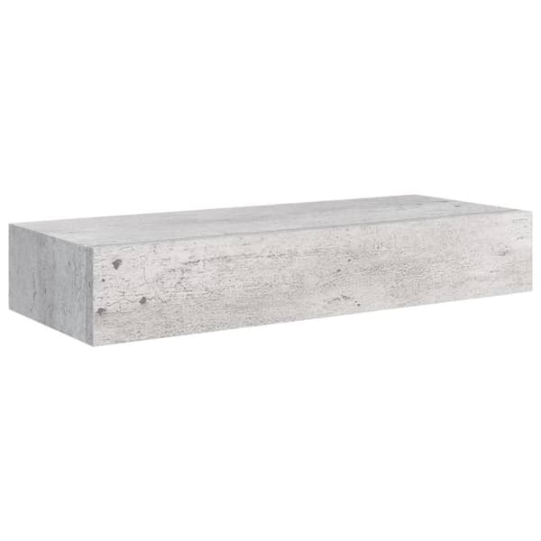 vidaXL væghylde med skuffe 60x23,5x10 cm MDF betongrå