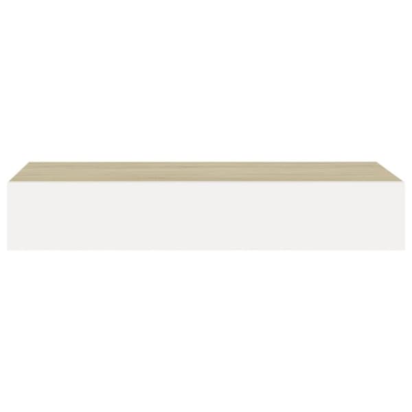 vidaXL hylder med skuffe 2 stk. 60x23,5x10 cm MDF egetræsfarve og hvid