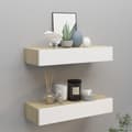 Miniatyrbillede 9 af 10: vidaXL hylder med skuffe 2 stk. 60x23,5x10 cm MDF egetræsfarve og hvid