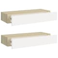 Miniatyrbillede 1 af 10: vidaXL hylder med skuffe 2 stk. 60x23,5x10 cm MDF egetræsfarve og hvid