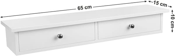 Vägghylla med lådor Vit 65 x 15 x 10 cm