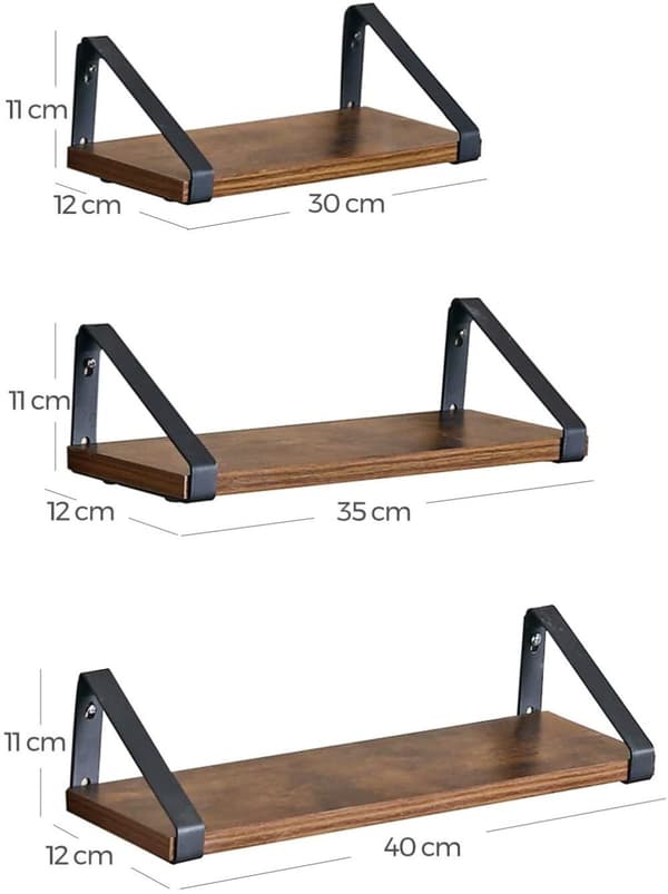 Vägghyllor 3-pack - Hyllplan i industriell design