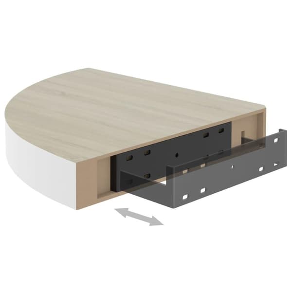 vidaXL Svävande hörnhylla ek och vit 25x25x3,8 cm MDF