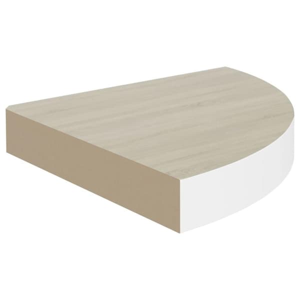 vidaXL Svävande hörnhylla ek och vit 25x25x3,8 cm MDF