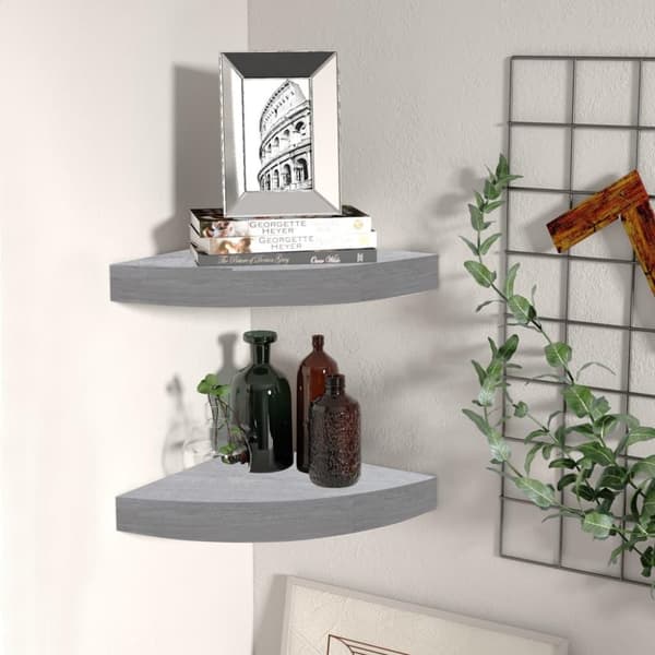 vidaXL hjørnehylder 2 stk. 35x35x3,8 cm MDF betongrå