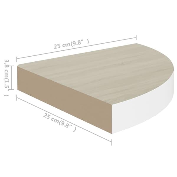 vidaXL hjørnehylder 4 stk. 25x25x3,8 cm MDF egetræsfarvet og hvid