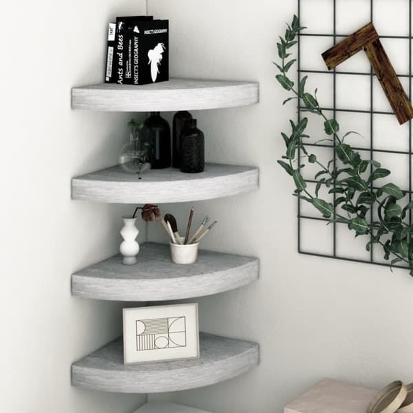 vidaXL Seinäkulmahyllyt 4 kpl betoninharmaa 35x35x3,8 cm MDF