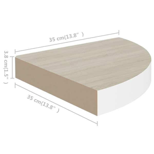 vidaXL Hjørnehyller vegghengt 2 stk eik og hvit 35x35x3,8 cm MDF