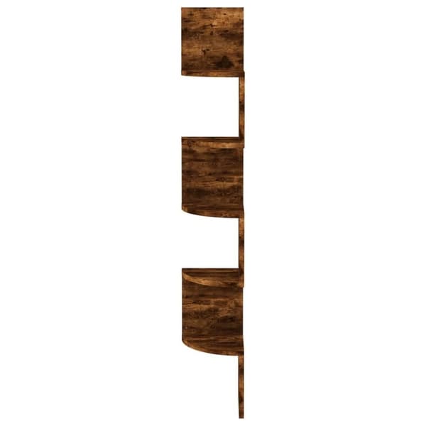 vidaXL Seinäkulmahylly savutammi 19x19x123 cm lastulevy