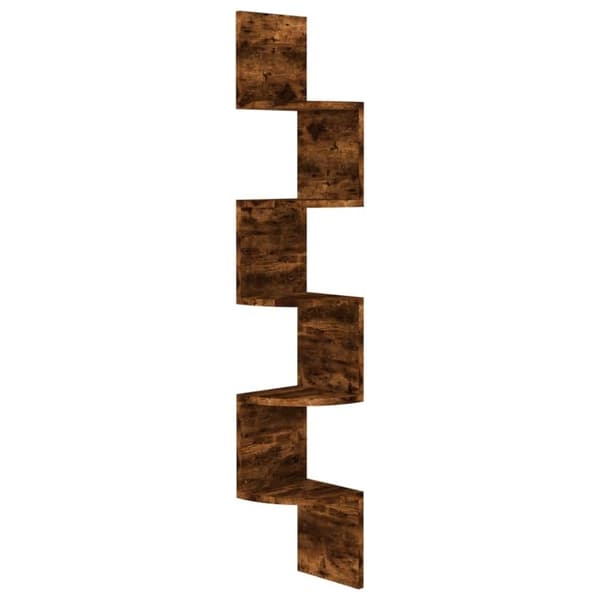 vidaXL væghængt hjørnehylde 19x19x123 cm spånplade røget eg