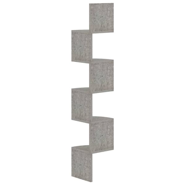 vidaXL Veggmontert hjørnehylle betonggrå 19x19x123 cm konstruert tre