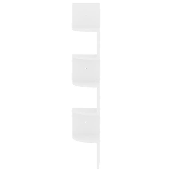 vidaXL Vegghjørnehylle høyglans hvit 19x19x123 cm konstruert tre