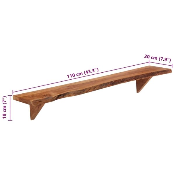 vidaXL Vegghyller 2 stk 110x20x18 cm heltre akasie