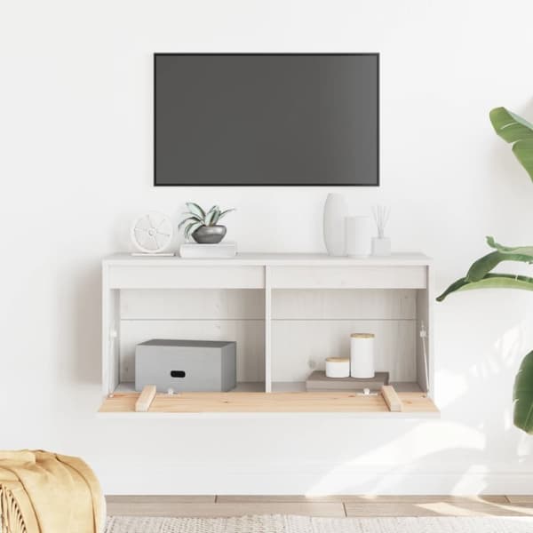 vidaXL vægskab 80x30x35 cm massivt fyrretræ hvid